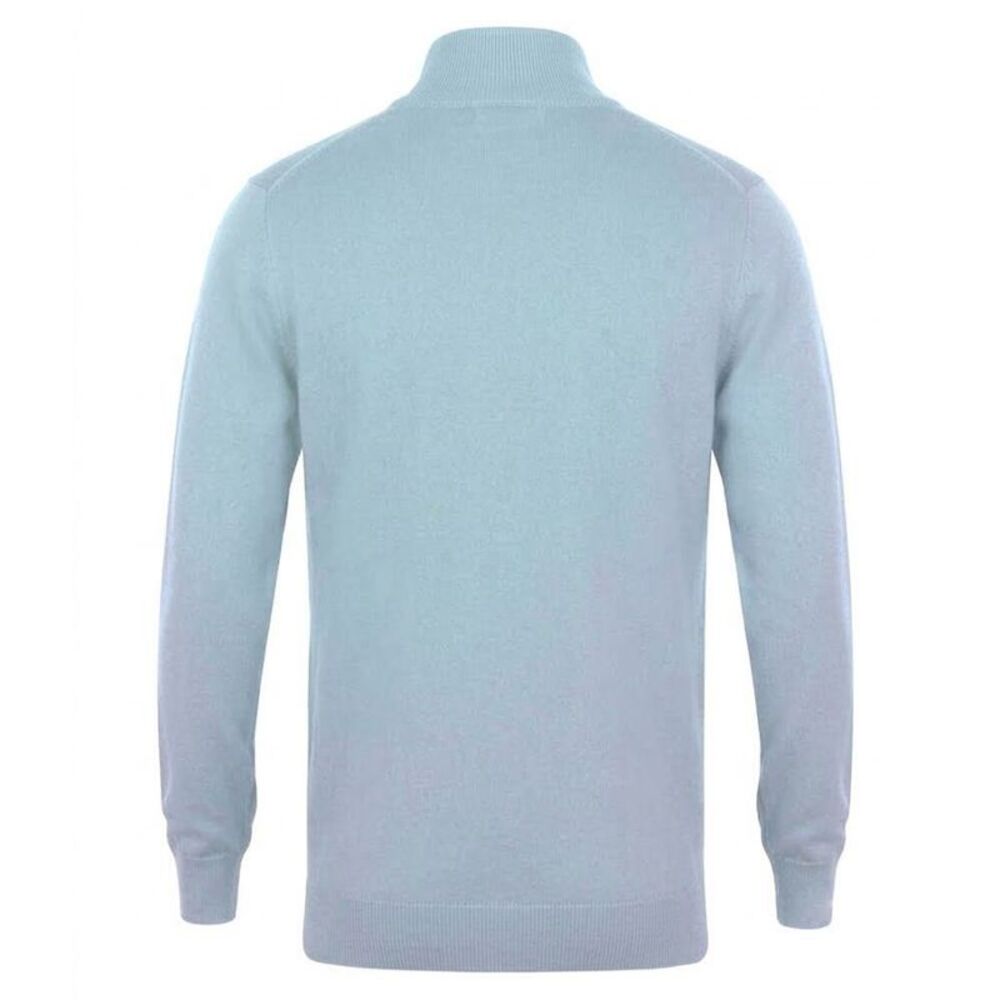 Henbury Mens 1/4 Zip Long Sleeve Sweater / Light Heather - Picture 2 of 3